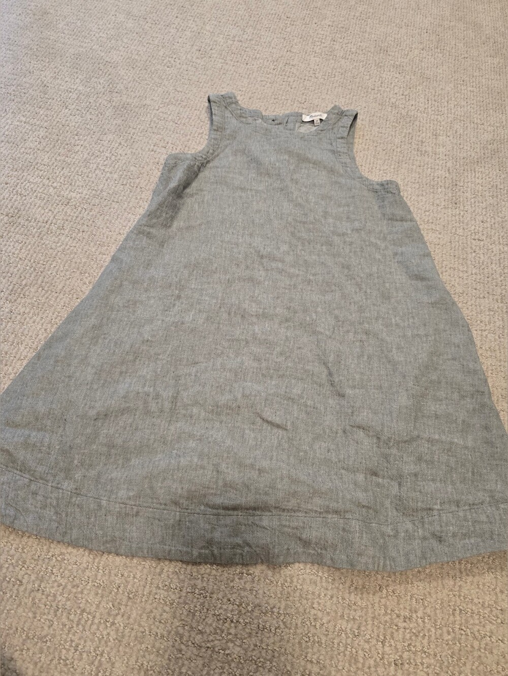 Madewell Light Gray Sleeveless A-Line Linen Dress